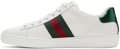 Shop Gucci White Bee Ace Sneakers In 9064 White