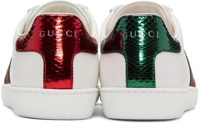 Shop Gucci White Bee Ace Sneakers In 9064 White