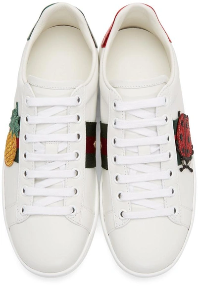 Shop Gucci White Pineapple & Ladybug Ace Trainers