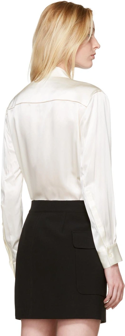 Shop Alexander Wang T Ivory Silk Wrap Shirt Bodysuit