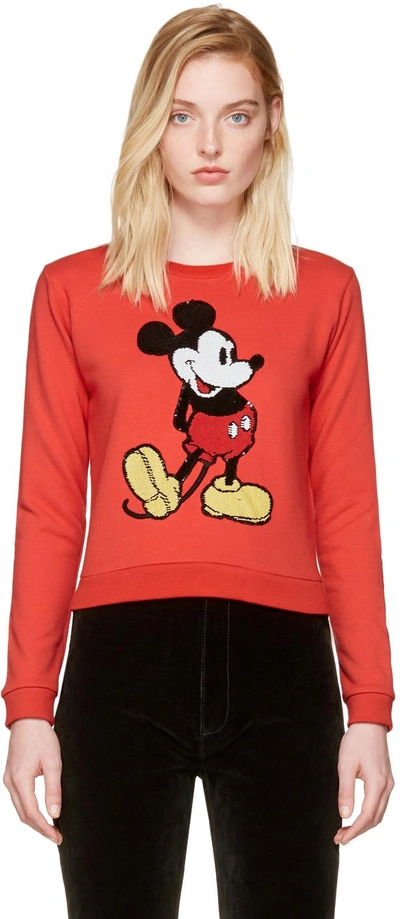 Shop Marc Jacobs Red Shrunken Sequin Mickey Mouse Sweatshirt