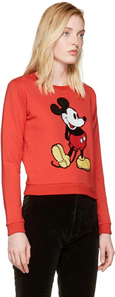 Shop Marc Jacobs Red Shrunken Sequin Mickey Mouse Sweatshirt