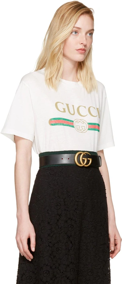 Shop Gucci White Logo T-shirt