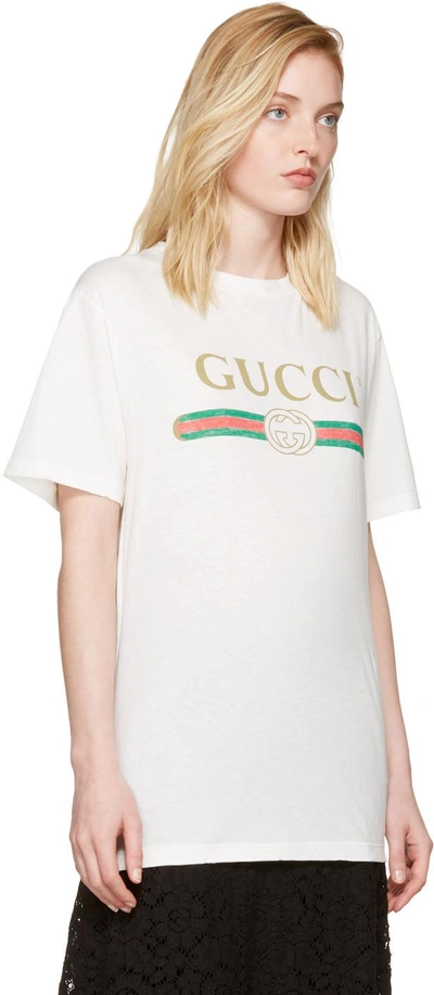 Shop Gucci White Logo T-shirt