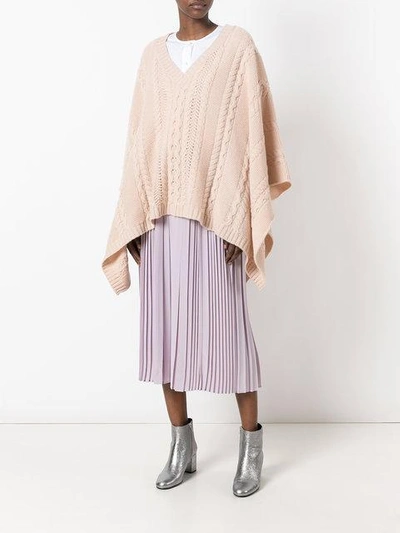 Shop Agnona Cable Knit Poncho In Pink