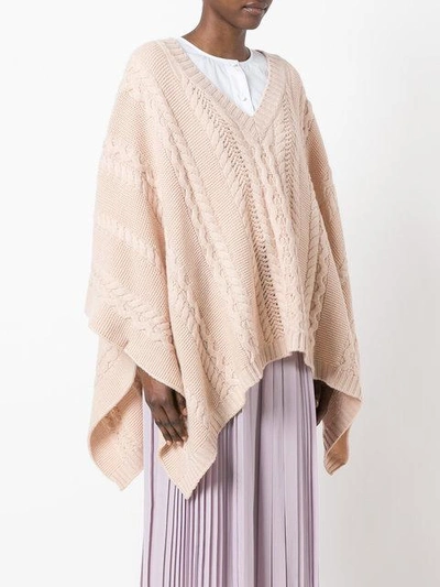 Shop Agnona Cable Knit Poncho In Pink