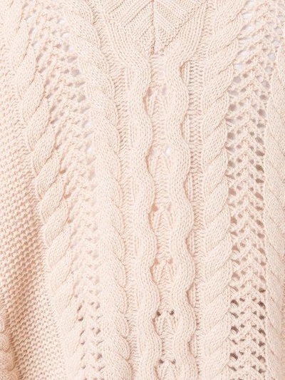 Shop Agnona Cable Knit Poncho In Pink