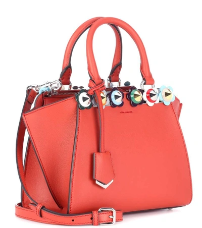 Shop Fendi 3jours Mini Embellished Leather Shoulder Bag In Lloody Mary