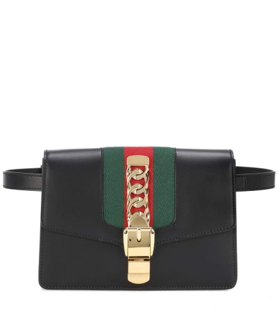 Shop Gucci Sylvie Leather Belt Bag In Eero