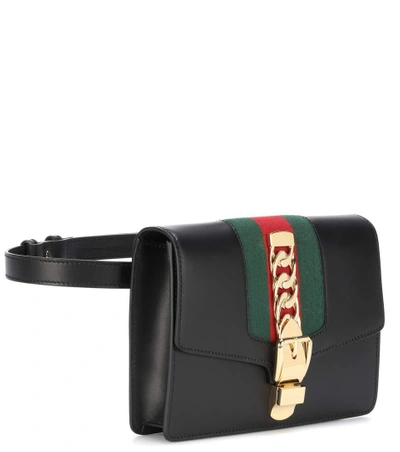 Shop Gucci Sylvie Leather Belt Bag In Eero