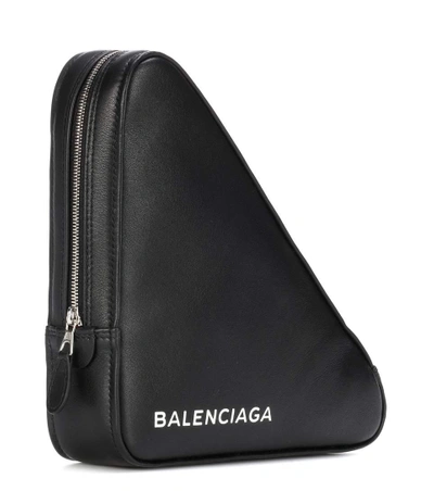Shop Balenciaga Triangle M Leather Clutch In Black