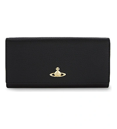 Shop Vivienne Westwood Balmoral Leather Flap Wallet In Black