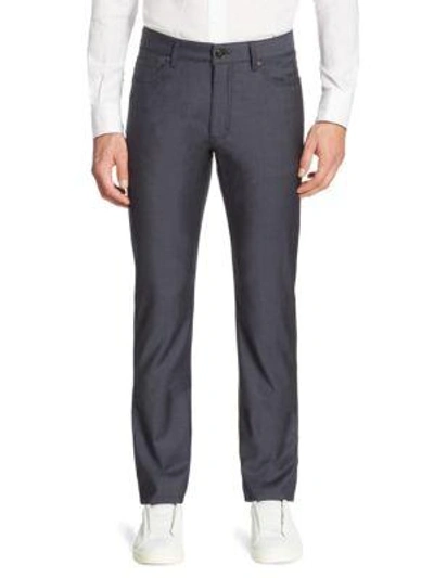 Shop Ermenegildo Zegna Long Wool Trousers In Navy