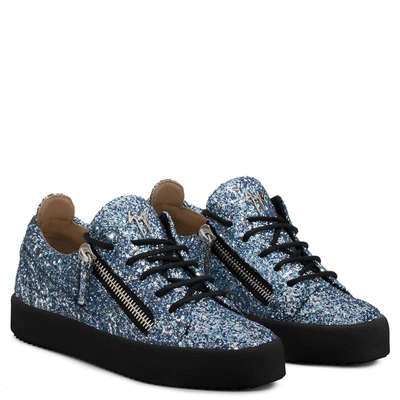 Shop Giuseppe Zanotti - Glitter Low-top Sneaker Gail Glitter In Blue