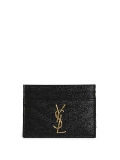 Shop Saint Laurent Monogram Matelassé Leather Card Case In Black