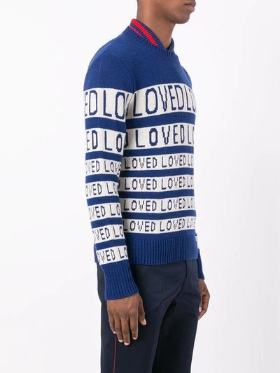 Shop Gucci Loved Jacquard Sweater - Blue