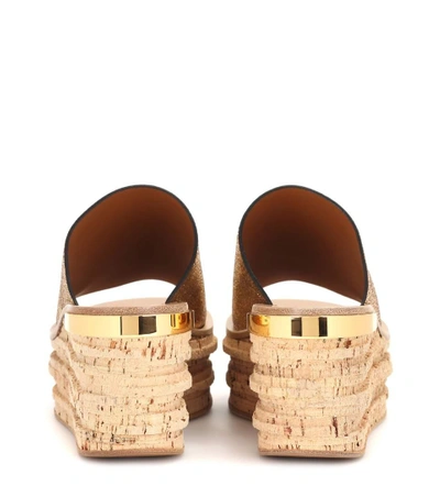 Shop Chloé Camille Cork And Leather Mule In Gold