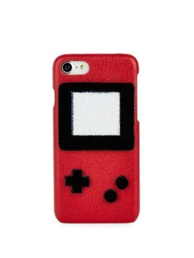 Shop Les Petits Joueurs Gameboy Leather Iphone 7 Case In Red