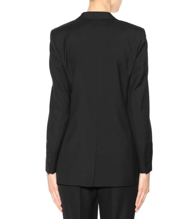 Shop Saint Laurent Wool Appliqué Blazer In Black