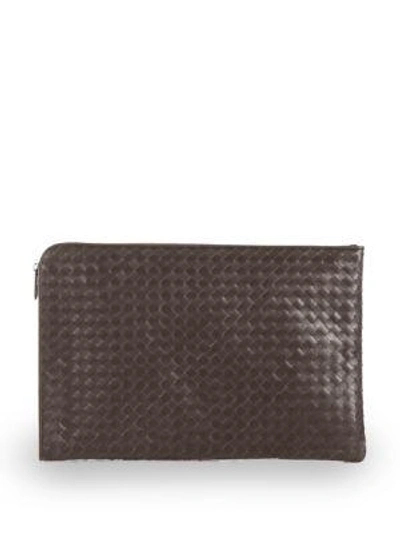 Shop Bottega Veneta Intrecciato Leather Document Case In Dark-brown