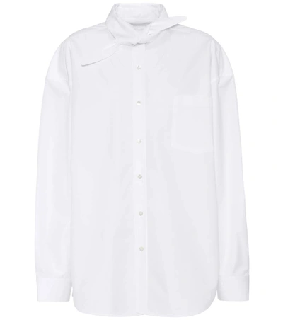 Balenciaga Scarf Oversized Cotton-poplin Shirt In White