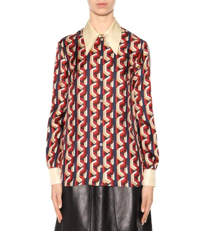 Shop Gucci Printed Silk Blouse In Multicoloured