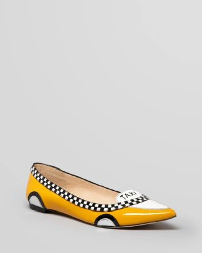Shop Kate Spade New York Go Taxi Ballet Pointed Toe Flats In Taxi Yellow/black/white
