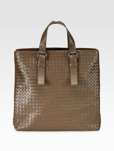 Shop Bottega Veneta Men's North/south Bucket Tote In Brown