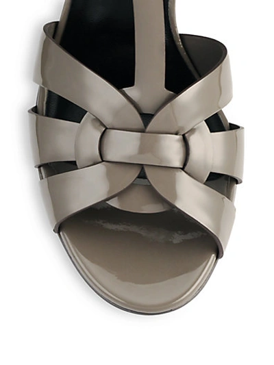 Shop Saint Laurent Patent Leather Tribute Platform Sandals In Fushcia
