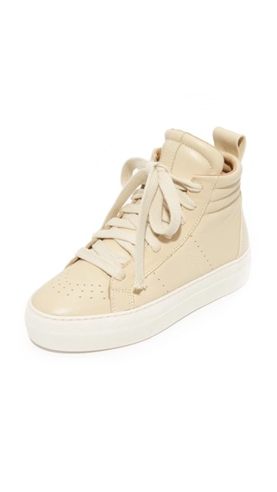 Helmut Lang Padded High Top Trainers In Grain