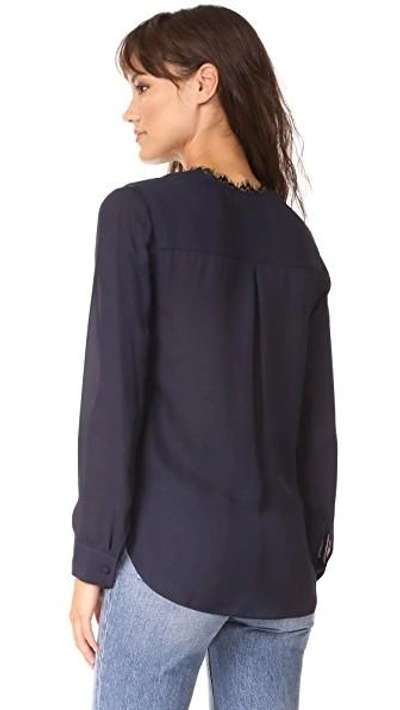 Shop L Agence Rosario Blouse With Lace In Midnight/black