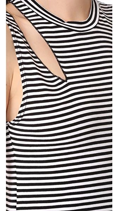 Shop Lna Stripe Slice Tank Dress In Black/white Stripe