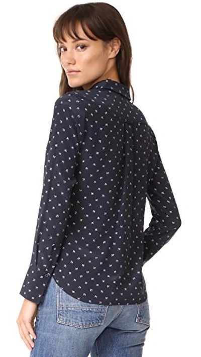 Shop Vince Refined Dot Slim Shirt In Coastal