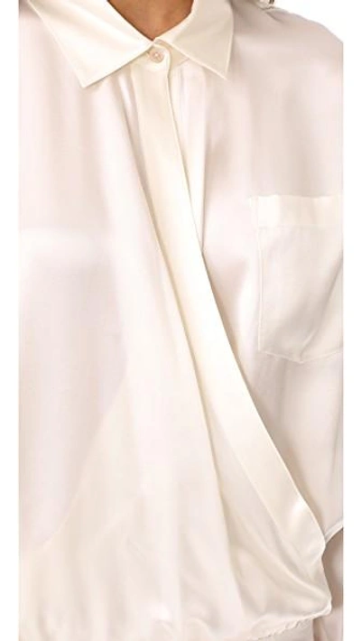 Shop Alexander Wang T Wrap Shirt Bodysuit In Ivory