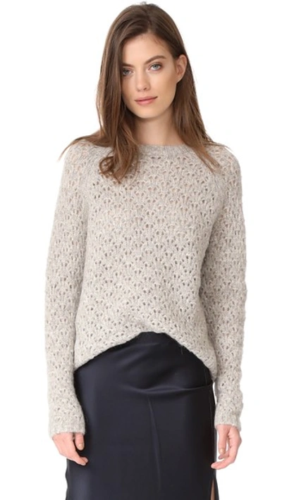 Nili Lotan Millie Alpaca And Silk-blend Knit Sweater In Light Grey Melange