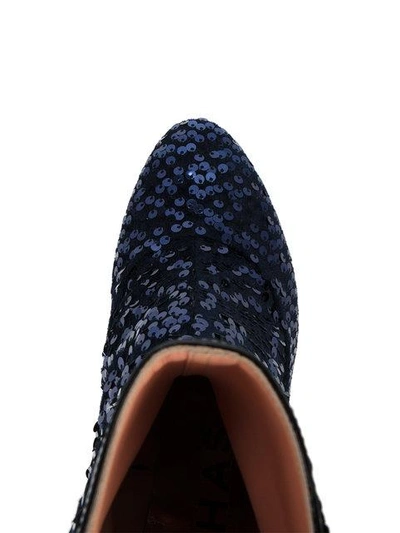 Shop Rochas Blue Sequin 65 Ankle Boots