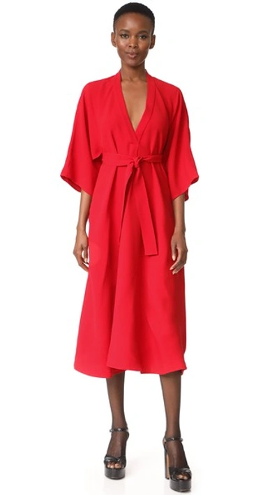 Shop Tome V Neck Shirtdress In Red