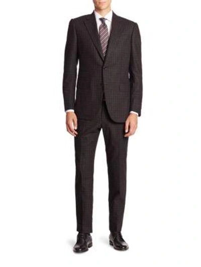 Shop Ermenegildo Zegna Plaid Woolen Suit In Dark Grey Check