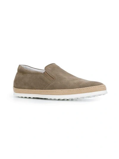 Shop Tod's Slip-on Suede Loafers In Grey