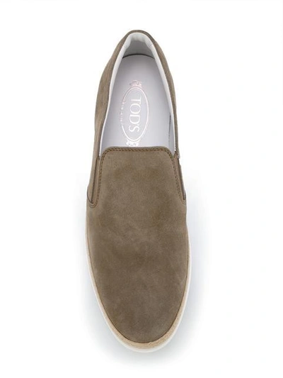 Shop Tod's Slip-on Suede Loafers In Grey