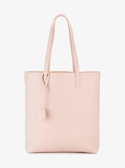 Shop Saint Laurent Pink Leather North South Tote Bag In Pink/purple