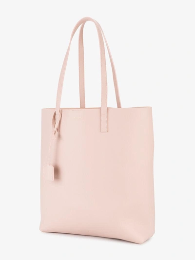 Shop Saint Laurent Pink Leather North South Tote Bag In Pink/purple
