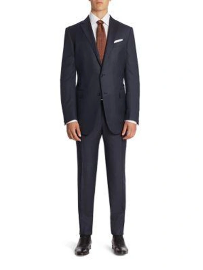 Shop Ermenegildo Zegna Striped Wool Suit In Navy