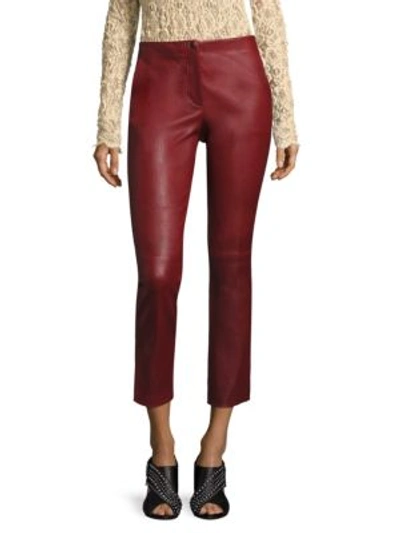 Shop Helmut Lang Straight-fit Leather Pants In Ruby