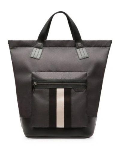 Shop Bally Crowley Stripe Nylon Tote In Black