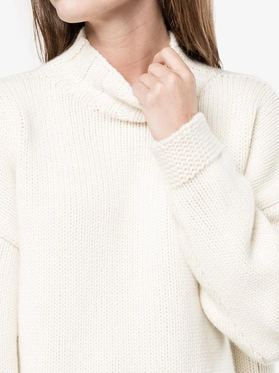 Shop Alexander Mcqueen Chunky Turtle Neck Knit In White