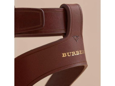 Shop Burberry Leather And Check Linen Cotton Espadrille Sandals In Cerise Purple