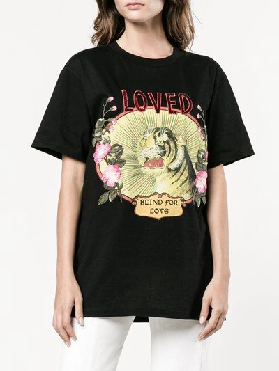 Shop Gucci Loved Embroidered T-shirt