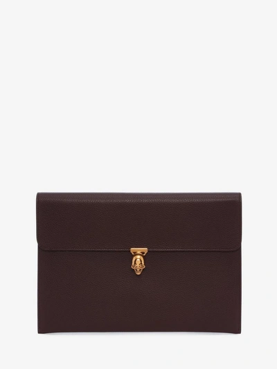 Alexander Mcqueen Skull Envelope Clutch In Oxblood