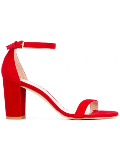 Stuart Weitzman 80mm Nearly Nude Suede Sandals In Followme Red Suede